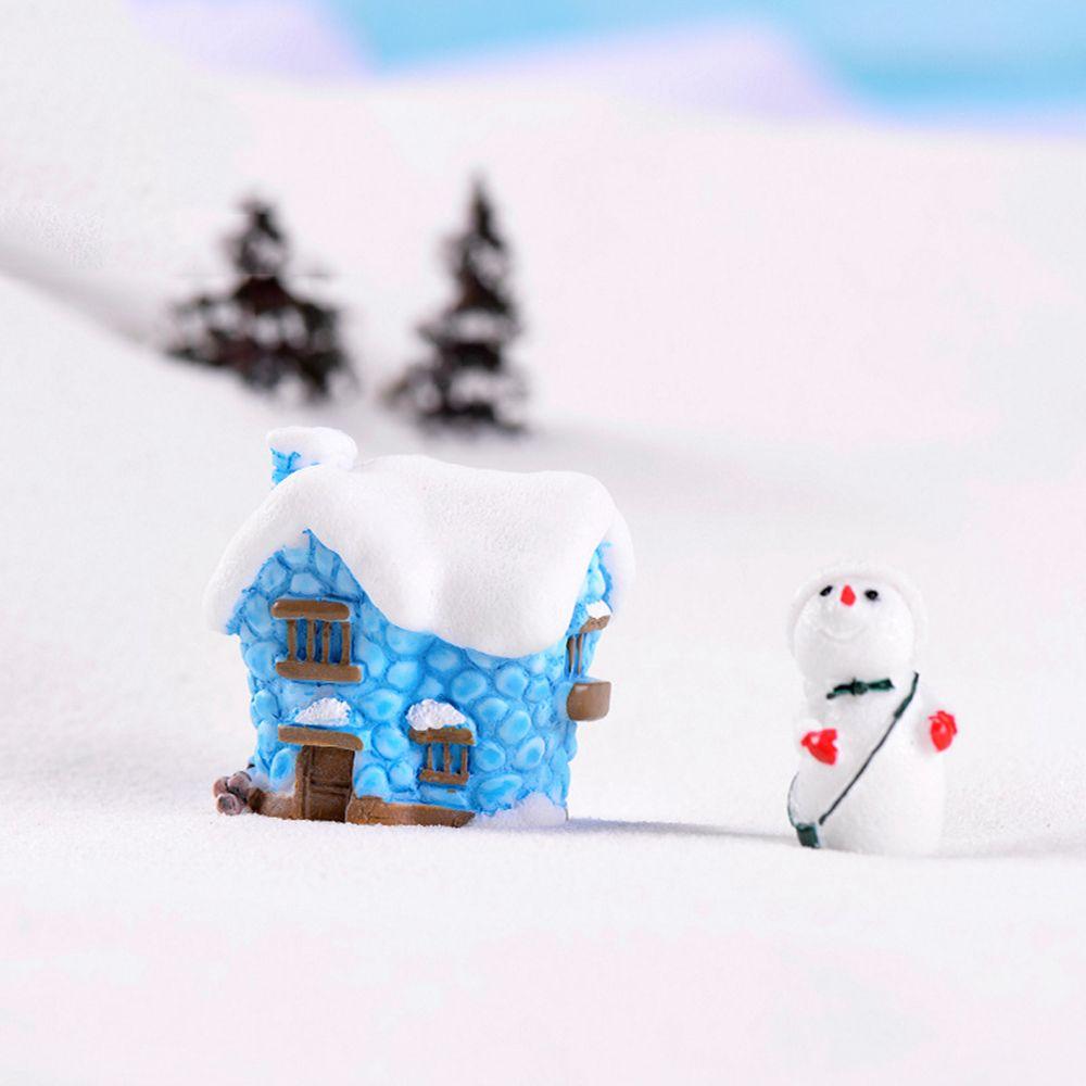 Bonsai Ornament Christmas Decorations Mini House Figurines Villa Model Miniature Snowcap Cottage