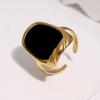 Stainless Steel Geometric Open Ring for Women Men Simple Vintage Enamel Irregular Finger Ring Exquisite Casual Versatile Jewelry