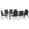 VidaXL Garden Dining Set 9 Pcs Black Textilene and Steel 3187048