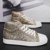Luxury Red Designer Shoes Women High top Sneakers Lightweight Women's Vulcanized Shoes Fashion Glitter Sneakers Woman