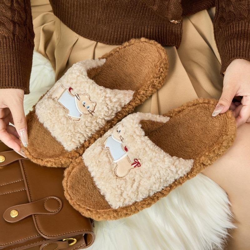 Mao Mao slippers women's high-end new outer wear casual cartoon thick-bottomed plush slippers indoor home
