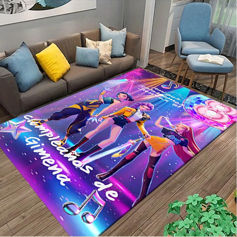 1pc Kpop Demon Hunters Carpet for Room Floor Mat, Comfortable Office Chair Printed Area Rug, Beautiful Hotel Rug