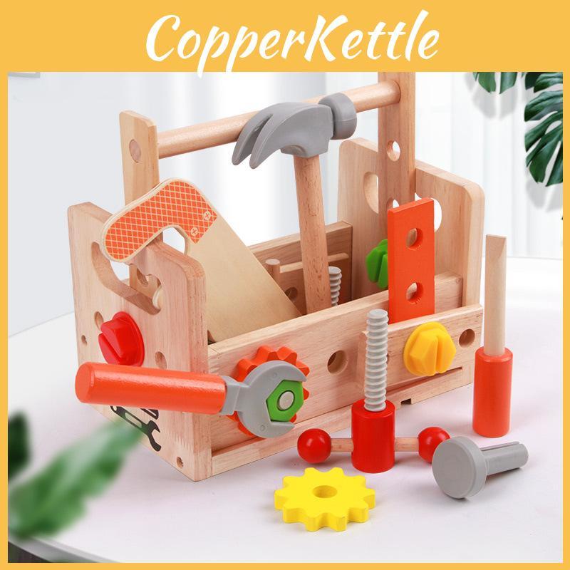 Repair Toolbox Wooden Screw Nut Disassembly Assembly Tool Table Toy Children