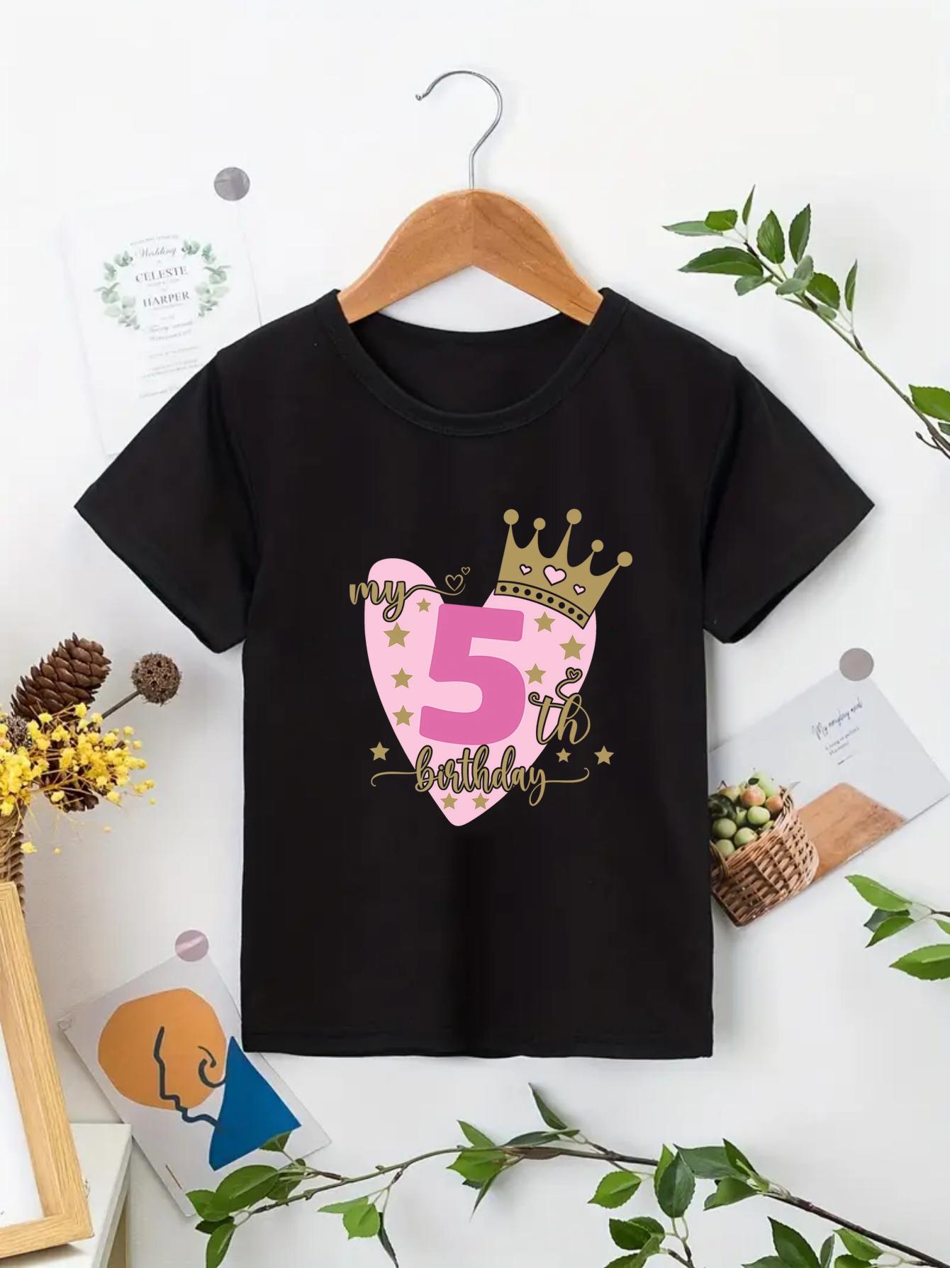 Its My Birthday Crown Butterfly Birthday Number Design 3rd 4th 5th 6th 7th 8th Year Birthday Girl Customized Name Tshirt 100