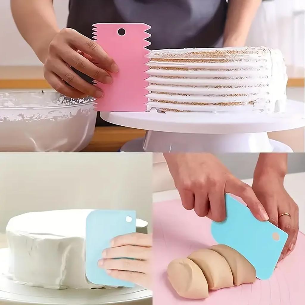 3Pcs/lot Cream Scraper Smoother Fondant Frosting Cake Leveling Spatula Pastry Dough Cutter DIY Baking Smooth Edge Kitchen Tool