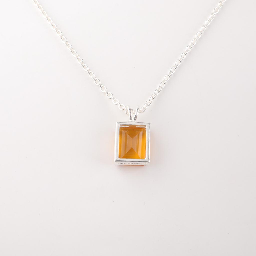 925 Sterling Silver Citrine Gemstone Jewelry Partywear Pendant 0.69" For Women PP-58-5