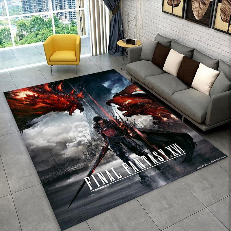 Cloud Tifa Final Fantasy Games Sephiroth Carpet Rug for Bedroom Living Room Sofa Playroom Doormat Home Decor,Area Rug Non-slip