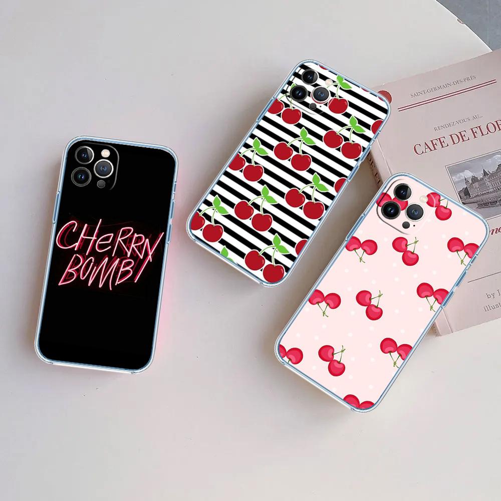 PP19 Cherry fruit Cute Soft Shell Transparent Phone Case for Motorola Moto G7 G8 G9 G84 G85 G73 G24 G15 Z2 Play Power Plus