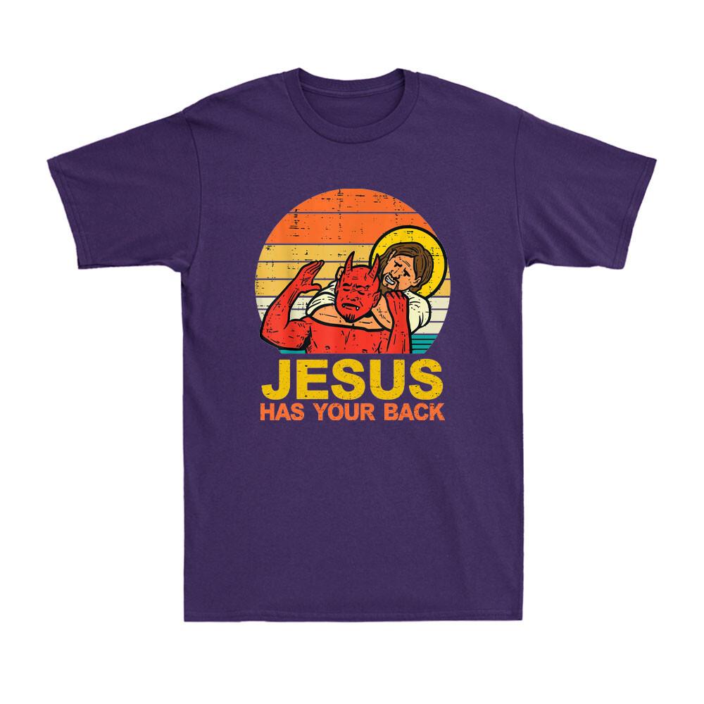 Jesus Has Your Back Funny Jiu Jitsu Retro Christian Vintage Unisexs Tshirt