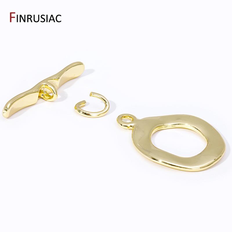 Wholesale 18K Gold Plated Brass Round OT Toggle Clasps Connector For DIY Bracelet Necklace Making Findings