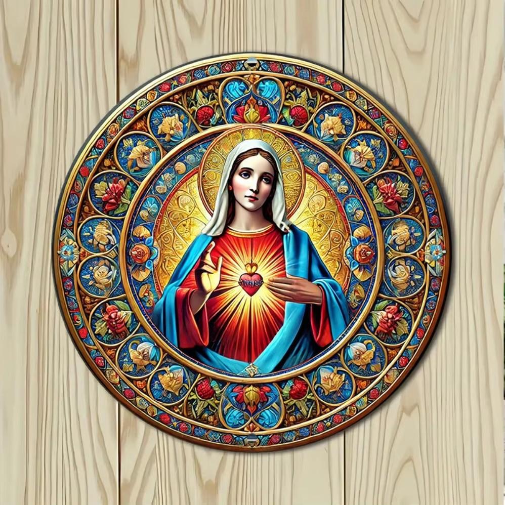 Divine Scene Metal Wall Art Holy Trinity with Golden Hues Doves D Flat Decor