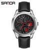 Sanda Men's 1061 Waterproof Leather Strap Watch with Trendy Hollow Dial