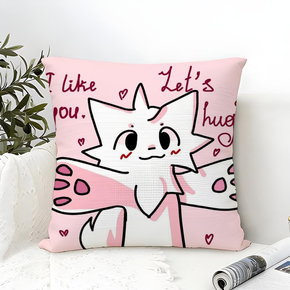 BBoykisser Silly Cat Cute Pillow Case Cotton Linen Fabric Square Zipper Pillowcase Home Decorative Living Room
