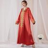 2025 Autumn/Winter Middle Eastern Muslim Women's Solid Color Abaya with Lace Applique
