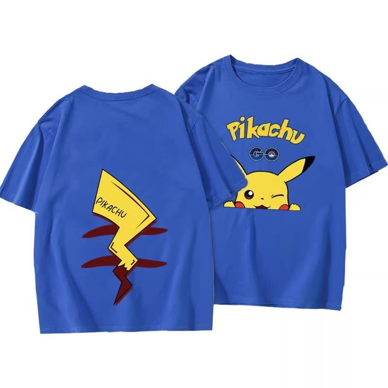 Potdemiel Summer New Pikachu Children's 100% Cotton T-Shirt, Boys and Girls Tops, Comfortable and Breathable Children's Clothing