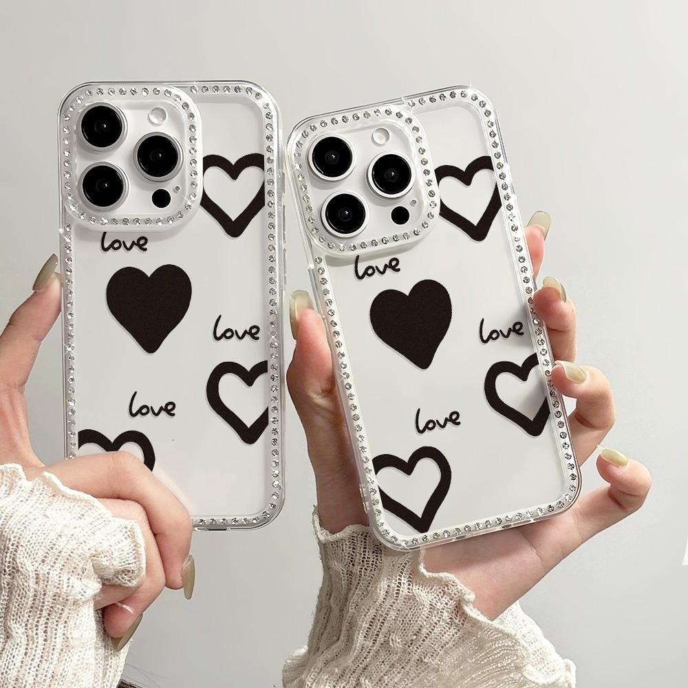 Bracelet Chain Phone Case For iPhone 17 16 15 13 14 for 17Air 17 12 14 16 Pro 17 14 16 Pro Max Sparking Diamond Cute Pattern Hard Cover With Lanyard