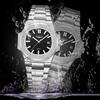 LONGLUX Men's Steel Strap Nautilus Watch Calendar Luminous Business Quartz Watch