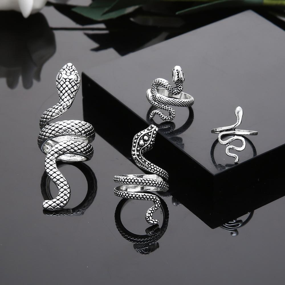 Cool a pekný pánsky prsteň s hadím vzorom Punkový štýl Zvierací prsteň v tvare hada Retro Zveličený štvorprsteň