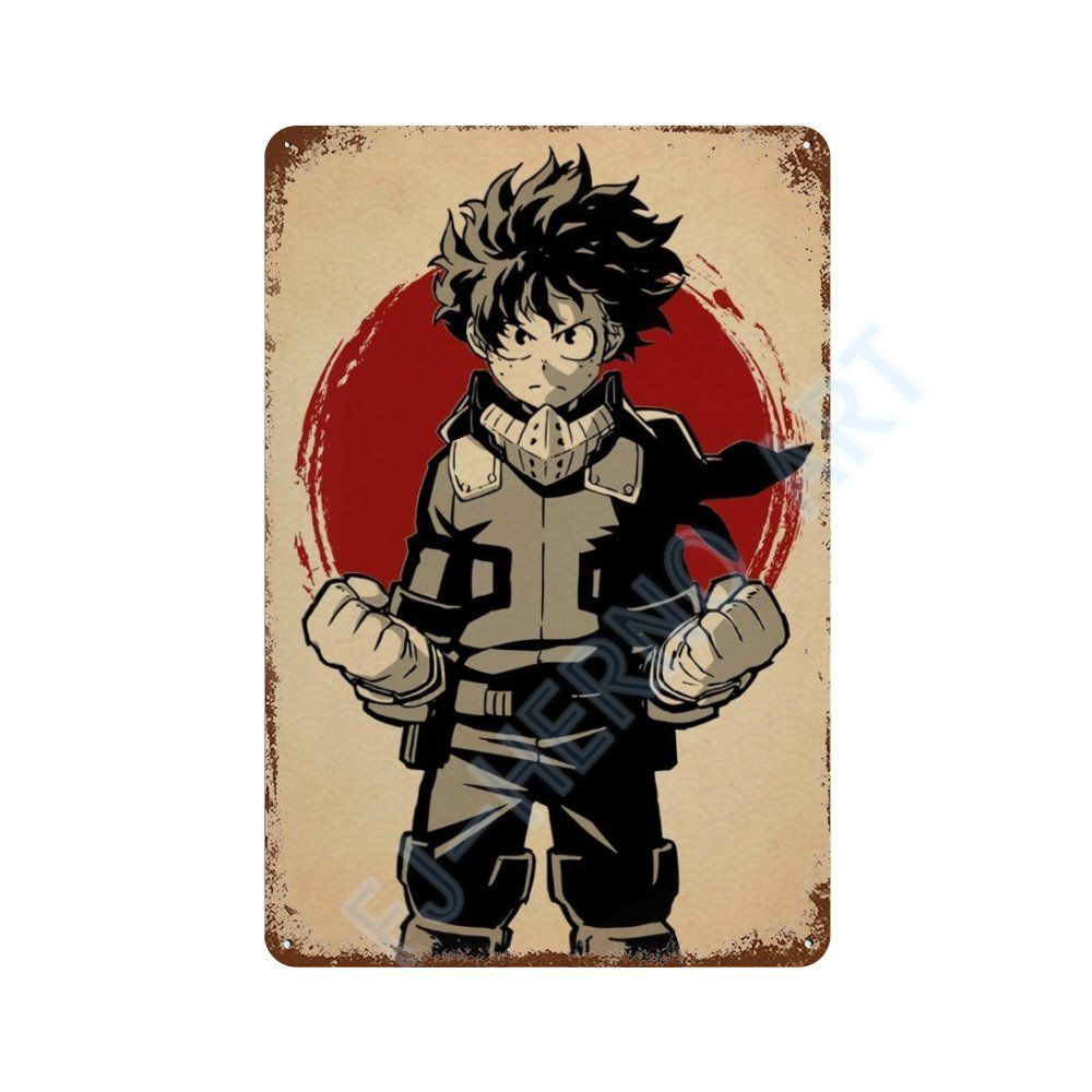Japan Retro Anime Demon Slayer My Hero Academia Jujutsu Kaisen Metal Tin Sign Plaque Wall Art Home Kids Room Decorative Plates