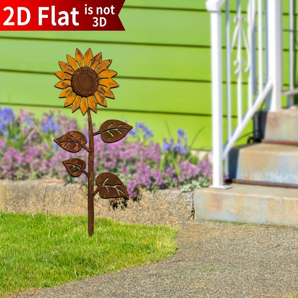 Rustic Metal Sunflower Garden Stake Decorative Outdoor Yard Art Retro Flower Stakes Lawn Ornament Garden Decoration Accessories