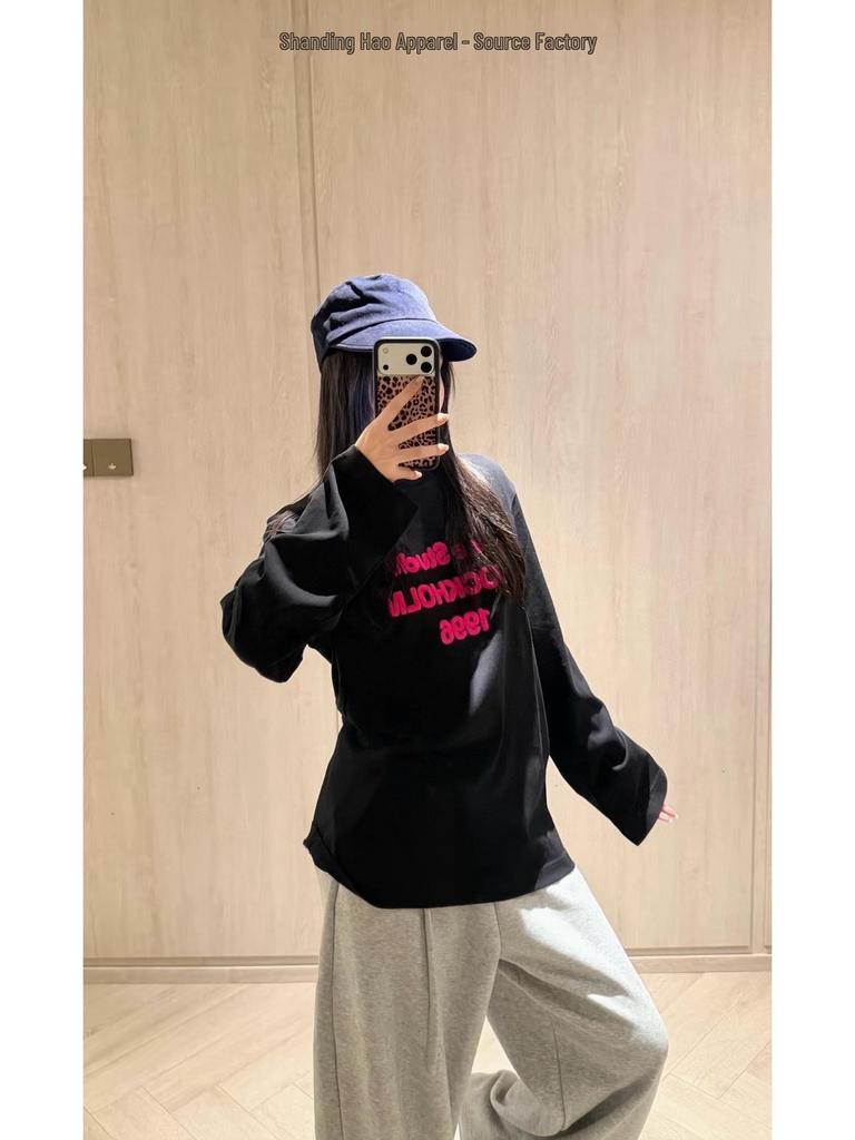 1996 Rose Red Unisex Cotton Linen Flock Long Sleeve T-Shirt - New Year Limited Edition