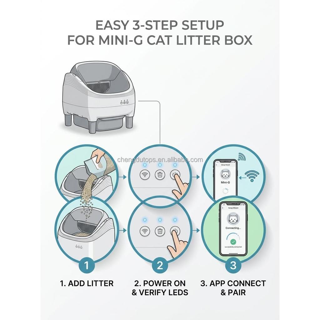 Tops Mini-G European Warehouse Stock Free Delivery Direct Order Smart Automatic Eco-Friendly Open Design Cat Litter Box
