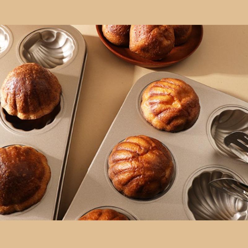 Shell Shaped Household Muffin&Rice Cake Mold Dessert Baking Tray Carbon Steel Material Sturdy Durable Non Stick Party Cake Make