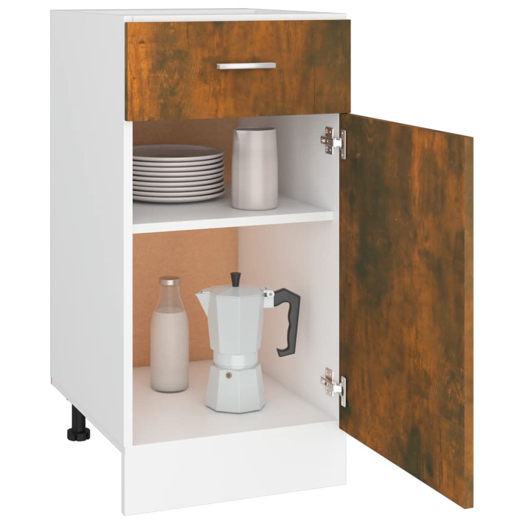 vidaXL Base Cabinet with Drawer Lyon Smoked Oak 40x46x81.5 Cm