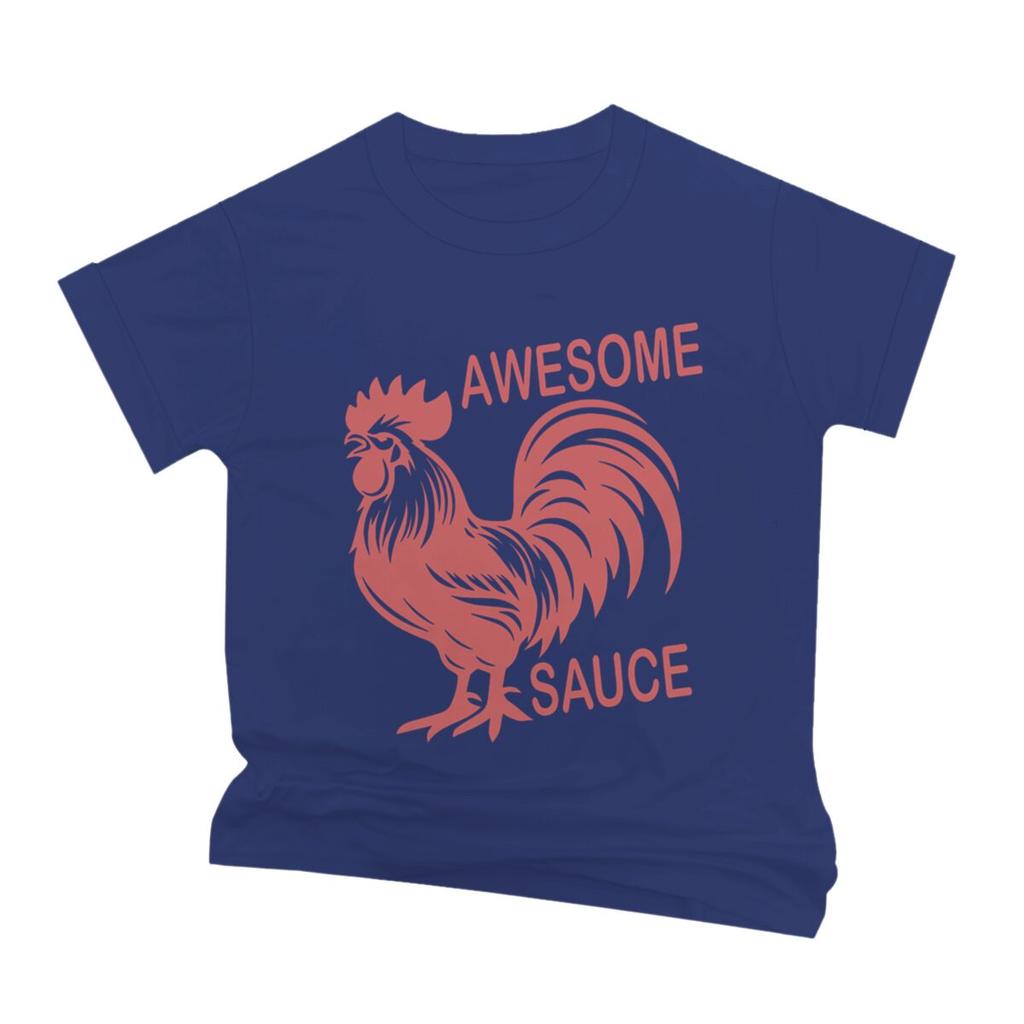 Funny Rooster Awesome Sauce Print TShirts Mens Short Sleeve Graphic T Shirt Funny Chicken Tshirt Humor Tees Male Tshirt