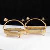 Desktop Ornament Metal Fruit Plate Creative Retro Storage Basket Handheld Multi-Function Golden Glass Plate Living Room
