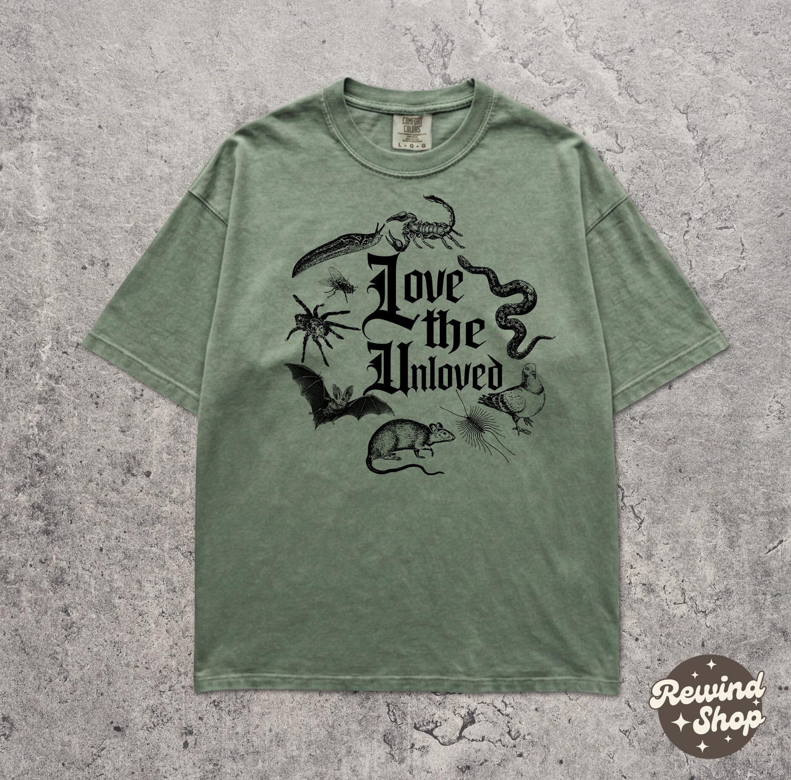 Gothic Love the Unloved Comfort Colors Shirt - Grunge Vermon Tshirt - Pigeon Snake Rat Graphic Tee XL