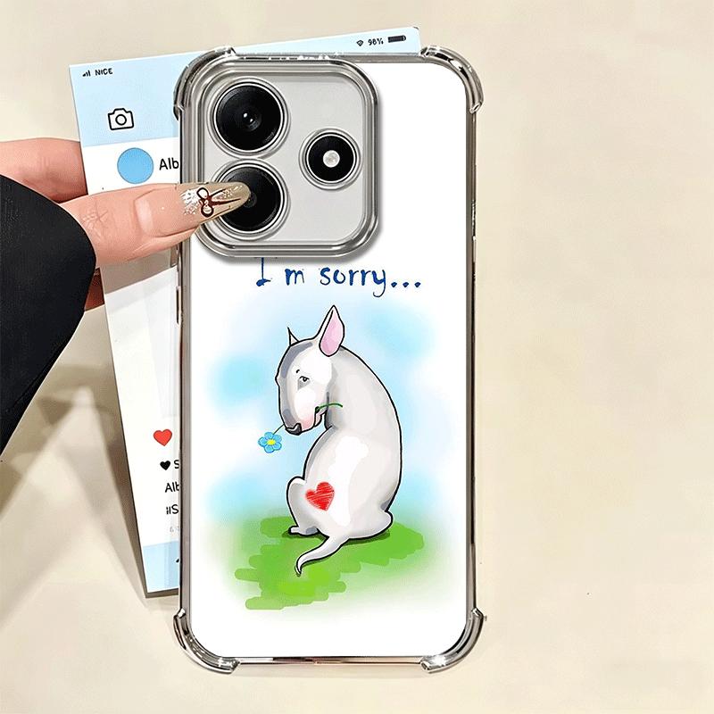 Perro Bull Terrier Lindos Cachorros Funda de Teléfono con Chapado Para Xiaomi Redmi Note 14 15 Pro Plus 13 12 11 11S 11T 10 9S 9 5G Anti-Caída Aira