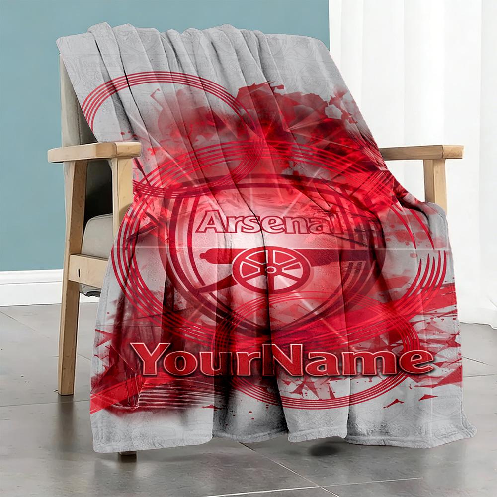 Arsenal Customize Text Blanket Throw Personalized Blanket Comfortable Suitable for Bed Seaside Picnics Office Chair Four Seasons Multipurpose