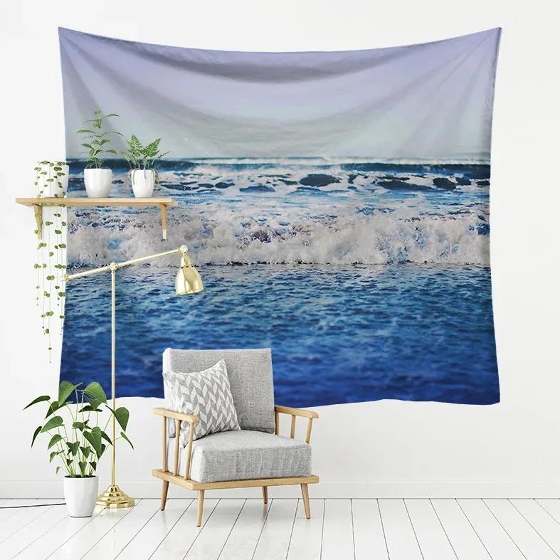 Wave Beach Boat Pattern Hanging Cloth Home Wall Decoration Tapestry Bedroom Living Room Tapestry
