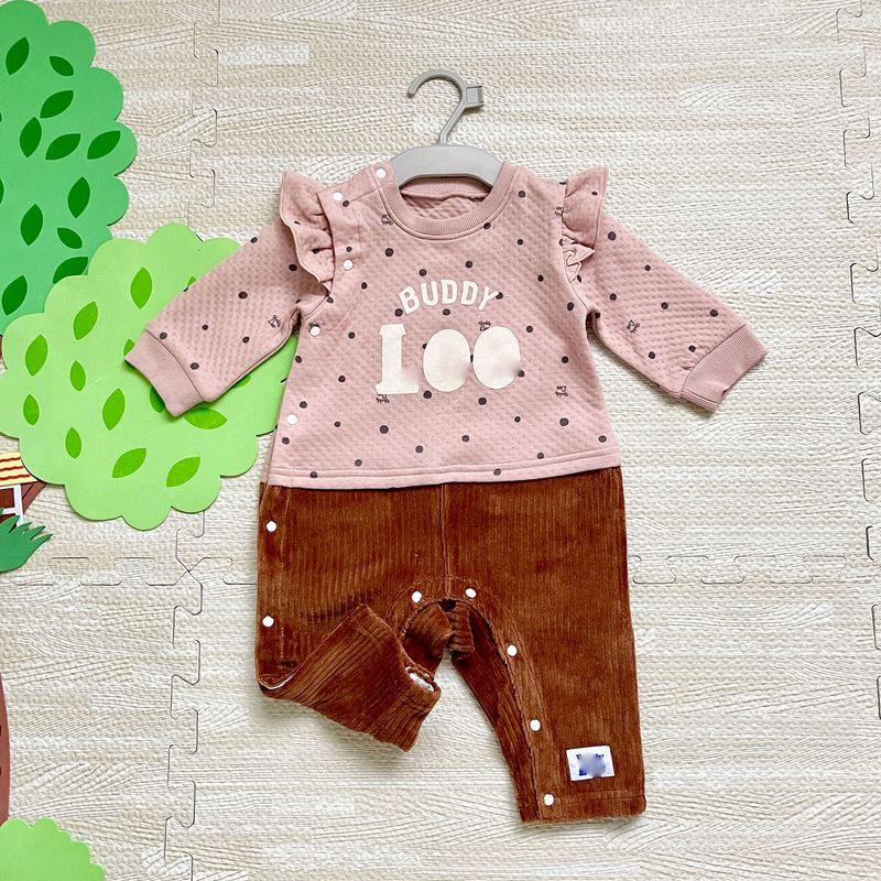 

Japanese-Style Baby Air Cotton Warm Romper for Girls with Sweet Little Flutter Sleeves, Size 70-80 Li li 70 cm