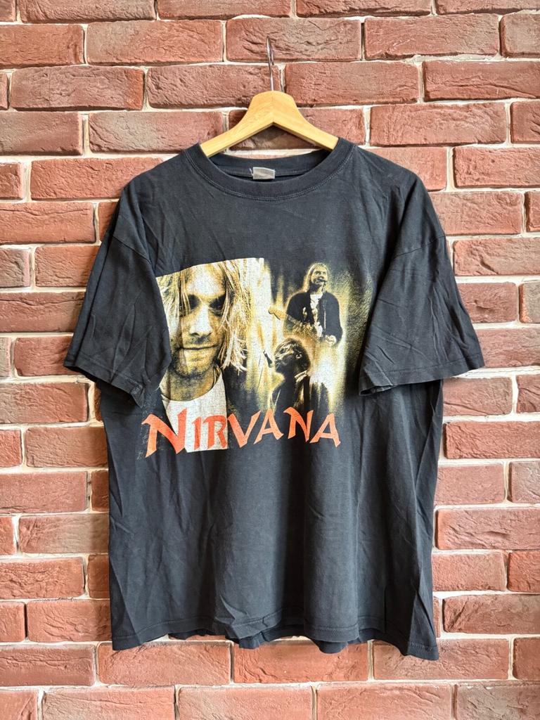 Rare 90s Nirvana Kurt Cobain Grunge Vintage Tee L Black Unisex T-Shirt