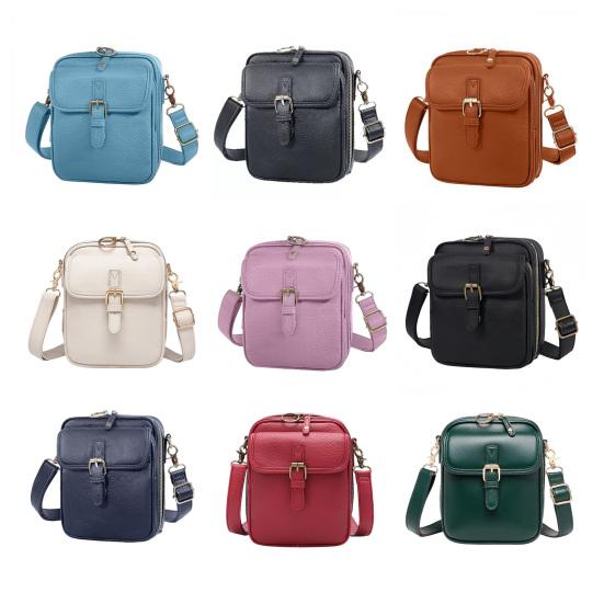 Women Travel Crossbody Bag Faux Leather Shoulder Bag with Adjustable Strap Messenger Bag Crossbody Purse for Cellphone Cards Keys