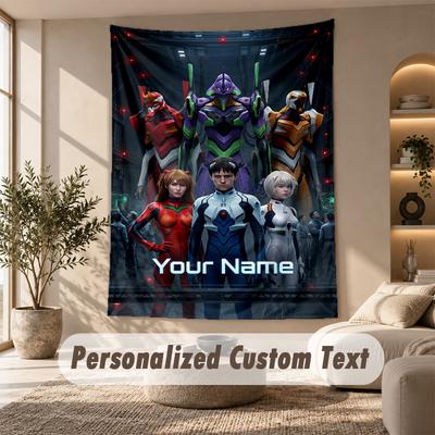 Tapestry Custom Name Text, Wall Hanging Tapestry Home Room DecorNeon Genesis Evangelion
