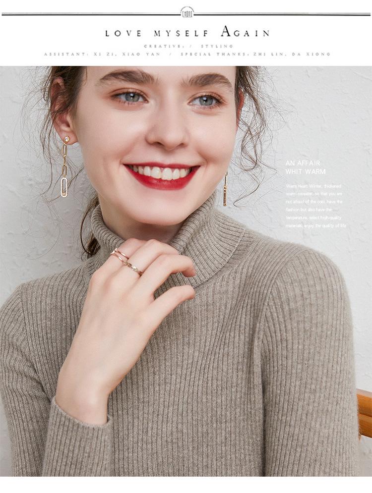 High-Neck Slim-Fit Women's Knit Pullover - Autumn/Winter 2024 Base Layer Sweater