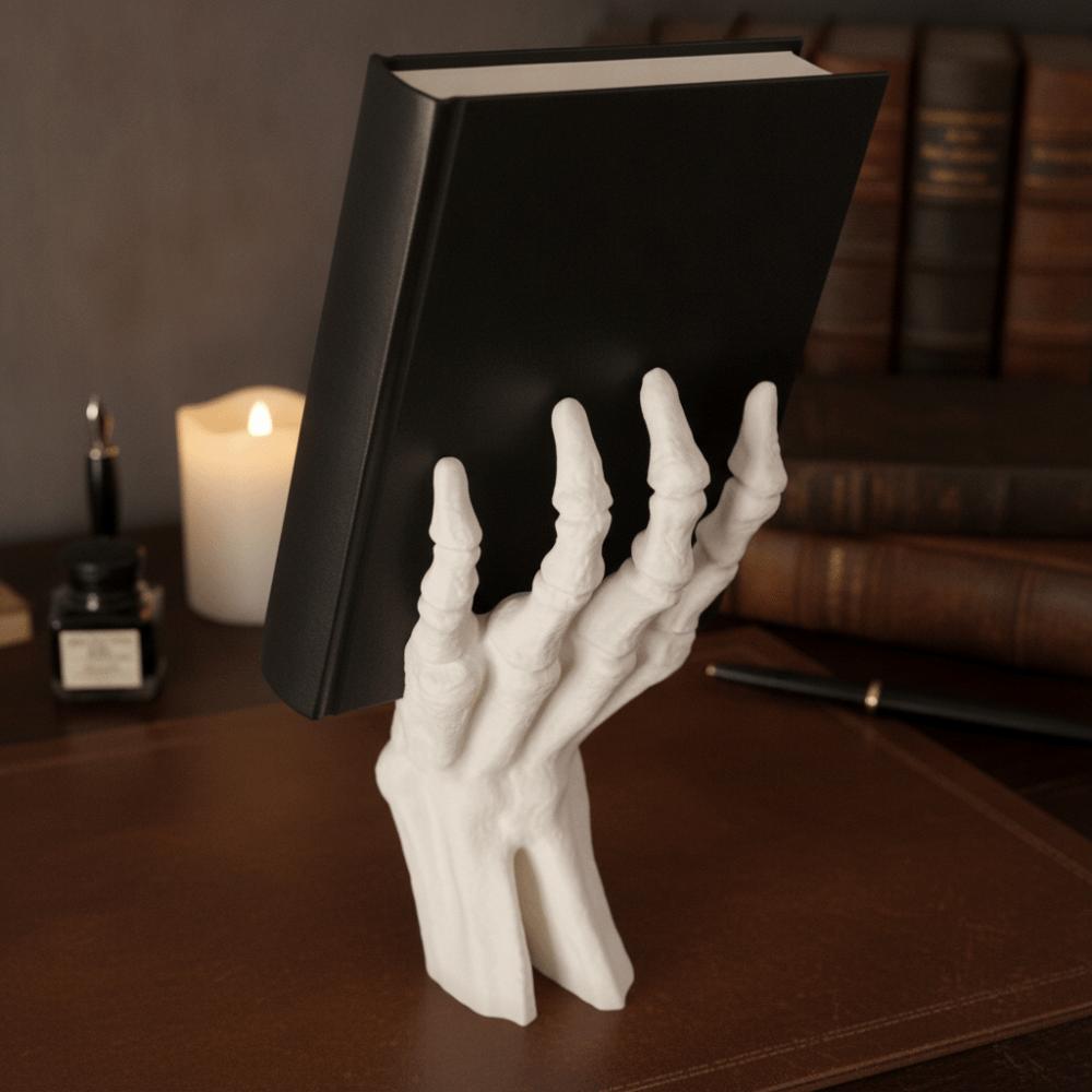 Gothic Style Halloween Skeleton Hand Shaped Bookshelf 3D Printing Book Display Rack Home Decor