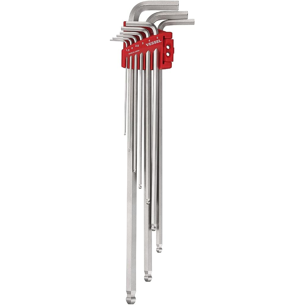 VESSEL (VESSEL) Hex Bar Ball Point L-type Wrench, Set of 9, Extra Long Type, 8309BP-XL