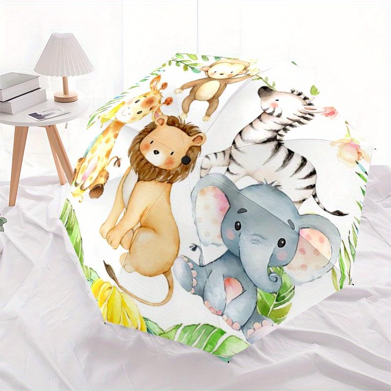 

1pc Jungle Friends Durable Cartoon Folding Umbrella, Portable 3-Fold Compact Umbrella for Men and Women, Suitable for Travel or Daily Use.H0