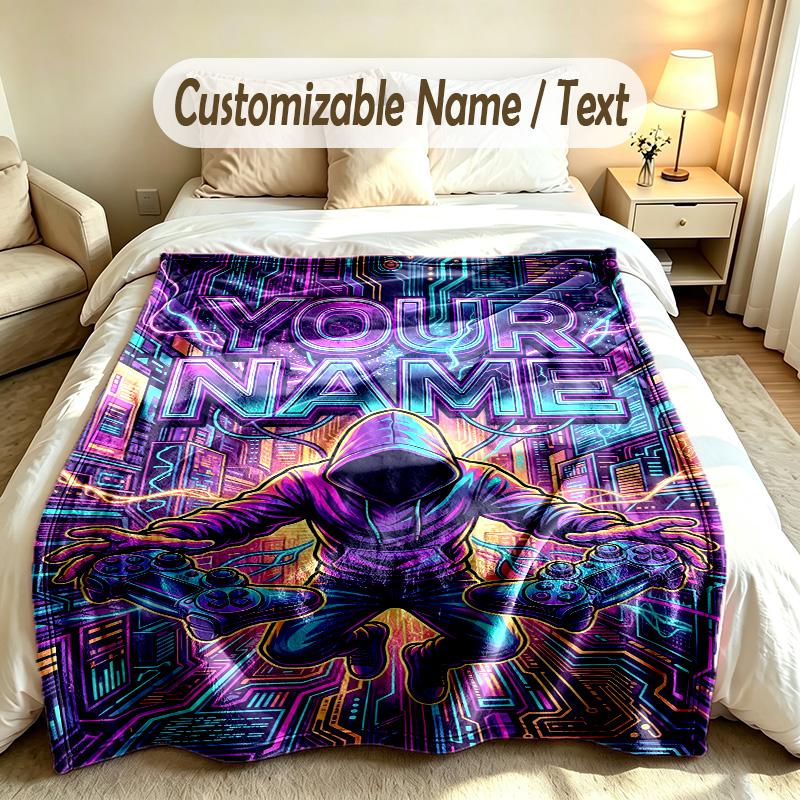 Fantasy Magic Theme Soft Blanket Personalized Custom Name Text Print Warm Blanket Home Sofa Bedroom Decor
