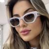Vintage Retro Rivet Cat Eye Sunglasses Women Fashion  Designer Luxury Polygon Small Sun Glasses Eyeglasses UV400 gafas