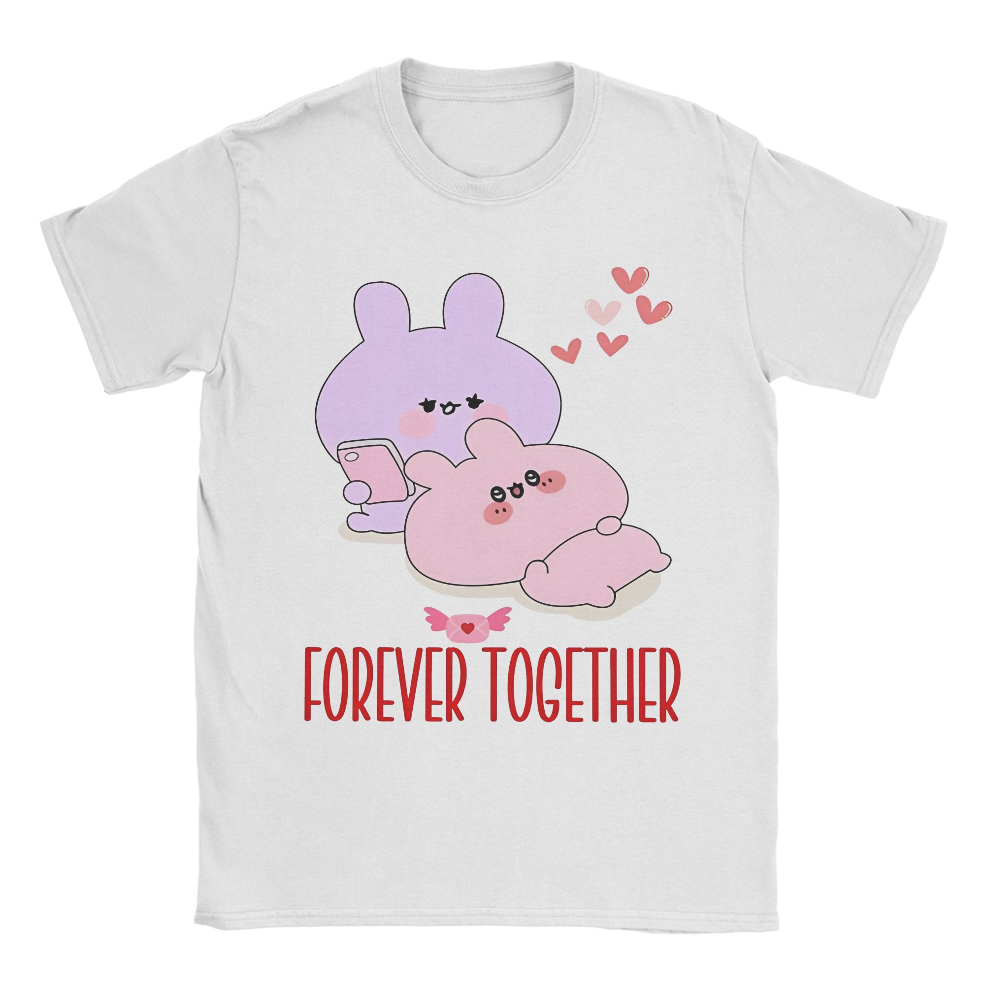 

Pink and Blue Cutest Love Couple Together T Shirt Asamimichaan Cute Asamimi Cotton Clothes Tee Shirt Big Size TShirt L