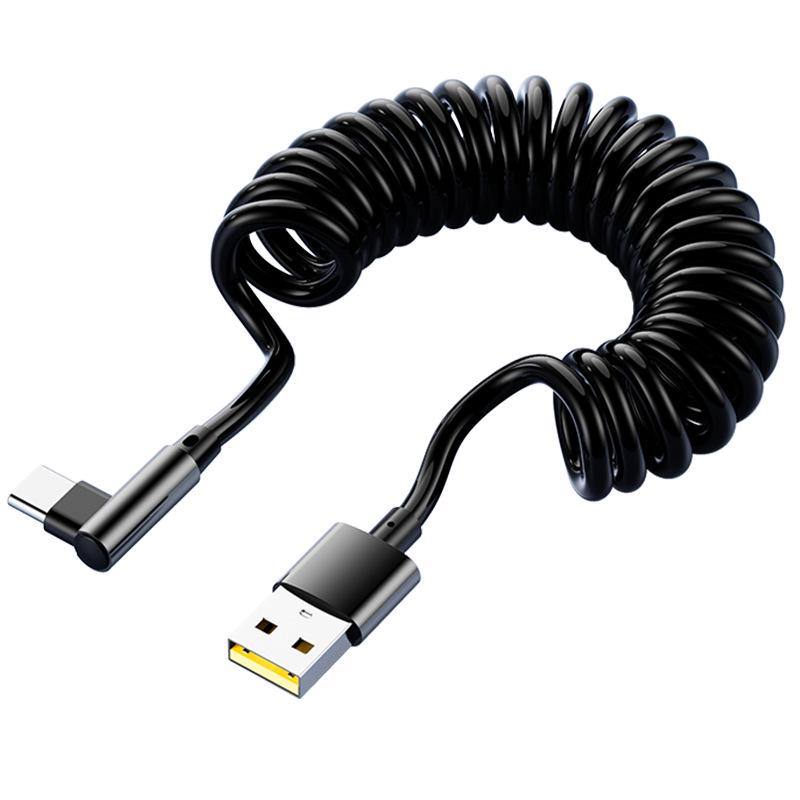 120W Spring Retractable Type-C 6A Flash Charge Cable for Apple & Huawei