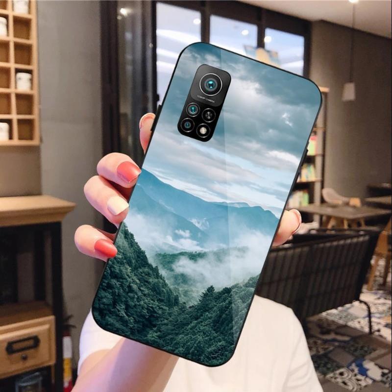 Husă Telefon Copac Pădure Munte Pentru Xiaomi 12 11T 10 9 Redmi Note 11 10 10S Pro Redmi 9 9A 8 Negru PC Sticlă Husă Telefon