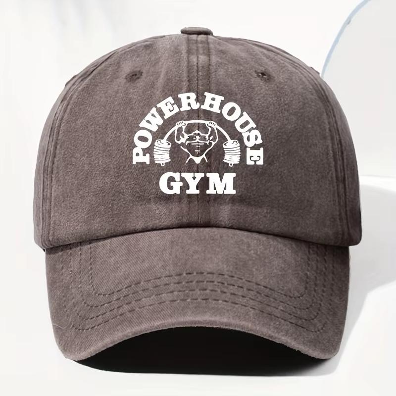 

Unisex POWERHOUSE GYM printed vintage washed baseball capadjustable design suitable for all seasons for outdoor and daily wear Adjustable