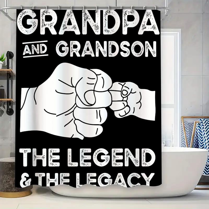 

Grandpa And Grandson Shower Curtain Black White Print Design Legendary Legacy Gift Idea For Dad S Day Or Family Reunion Decor W60H190(CM)-1 Pcs