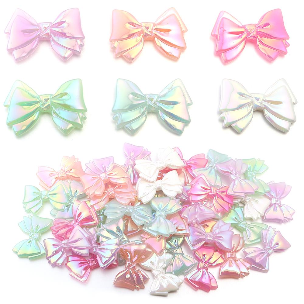 10pcs Bow Acrylic Beads 43x30mm Jelly Color Shiny Loose Spacer Beads For Jewelry Making DIY Bracelets Necklace Keychain Supplies